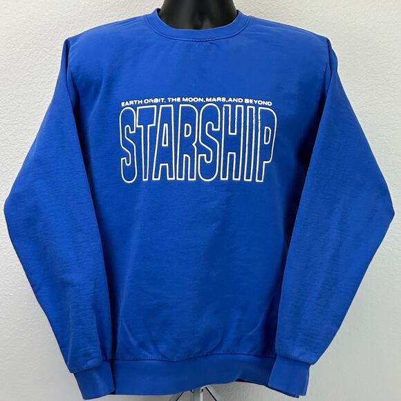 SpaceX Starship Sweatshirt Mens M Medium Blue Space Crewneck Sweater Made In USA - Picture 2 of 6